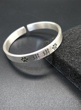 新款宝宝银纯银手镯定制刻长命字订制男女婴儿童月锁小孩礼物银满