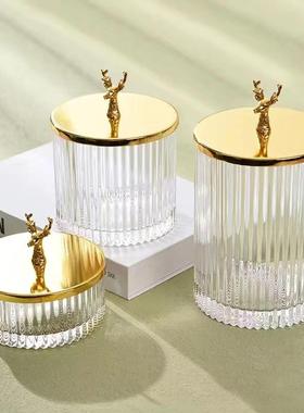 欧式创意果盅装糖果的玻璃罐子收纳罐锤纹玻璃糖盒透明带盖糖果罐