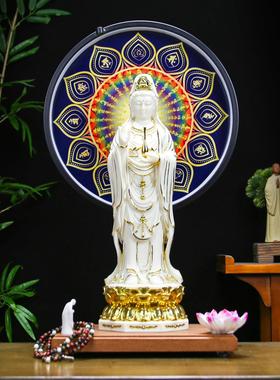 净瓶观世音菩萨像南海观音站立像家用供奉装饰佛像投射灯禅意摆件