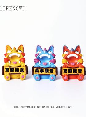 鱼里风物｜云南非遗瓦猫摆件小号万事胜意办公室桌面装饰送礼好物