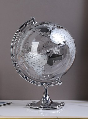 透明地球仪摆件发光高级感家居客厅电视柜酒柜办公室装饰品礼物
