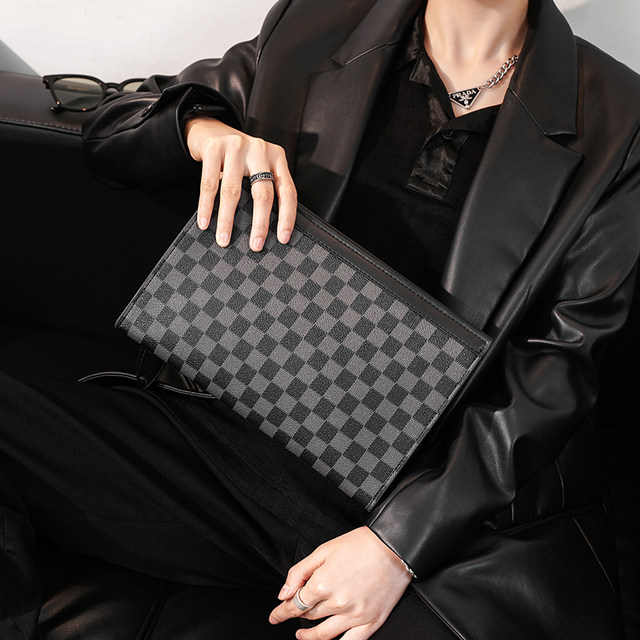 Cowhide men's clutch envelope bag European and American fashion