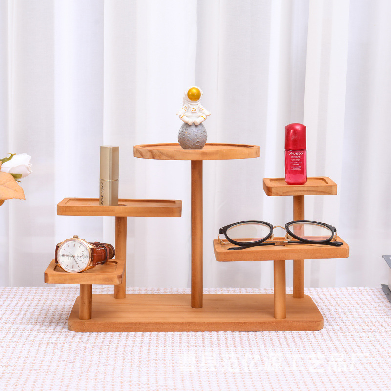 松木架展示架桌面化妆品多层收纳架拍照道具装饰手办收纳置物架 - 图2