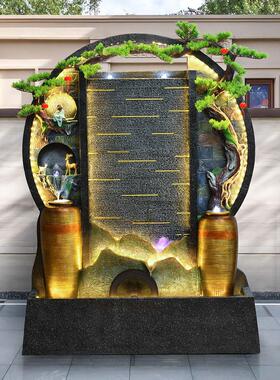 假山水幕墙流水屏风庭院酒店玄关隔断水景装饰鱼池循环水摆件装饰