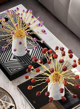 晶石花 轻奢玛瑙摆件客厅酒柜玄关家居装饰品别墅软装摆设工艺品