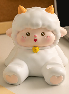卡通咩咩羊手机支架桌面装饰摆件 创意树脂工艺品平板支撑架礼物