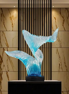 横向现代透明艺术装饰雕塑摆件售楼处酒店玄关商场办公室桌面摆件