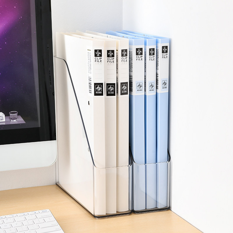 透明加厚办公桌文件夹收纳架书立架书桌面学生资料整理筐办公用品_虎窝淘