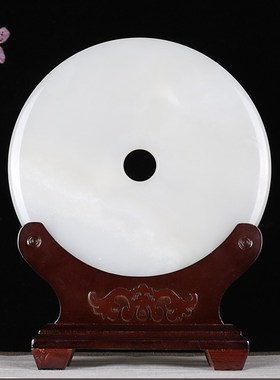 平安扣摆件天然玉石摆设玉扣怀古玉器玉璧家O居玄关电视柜装饰礼