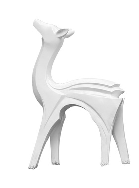 户外花园林玻璃钢几m何抽象白鹿雕塑景区售楼部块面梅花鹿景观摆