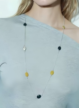 新款珐琅石榴石串珠项链