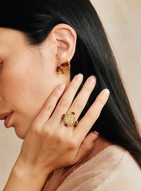 新款棕榈古币新年复古锁骨链