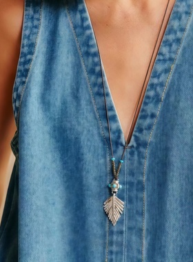 新款摇曳棕榈长项链秋冬复古