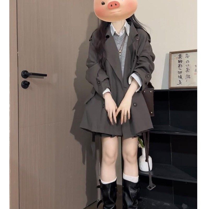 YC韩系超好看小个子宽松风衣外套女2025春秋新款宽松休闲短款大衣,淘宝优惠券,粉丝福利购,淘宝优惠卷