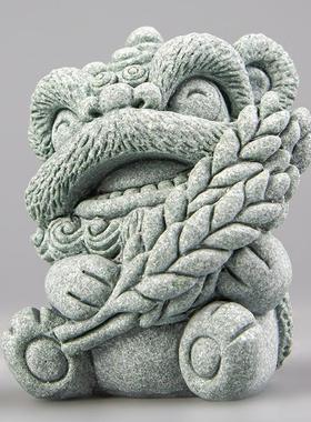 创意可爱狮子觉醒茶宠物增财饰品全国潮流可爱蓝色砂岩鱼缸景观桌