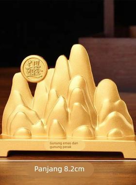 金山银山创意桌面书房笔架日进斗金桌摆工艺品摆件 金银山