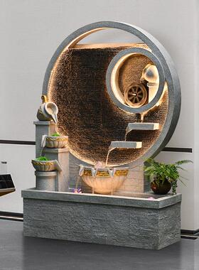 中式客厅水幕墙屏风招财假山流水喷泉摆件循环水庭院装饰造景轻奢