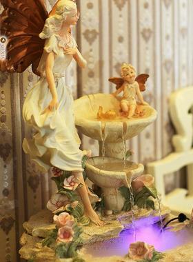 流水喷泉欧式摆件客厅落地大型家居装饰品摆设电视柜旁边创意轻奢