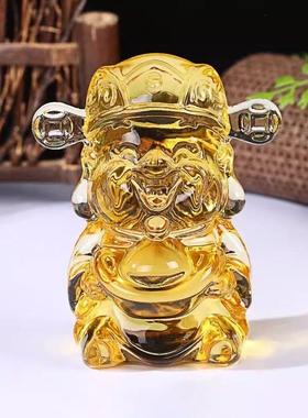 琉璃招财进宝黄水晶财神装饰装饰聚宝盆开幕乔迁之家客厅办公室入