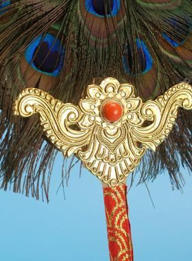 藏式贲巴壶文巴扇尼泊尔孔雀扇子眼羽毛装饰文巴净水壶1/15眼珍珠