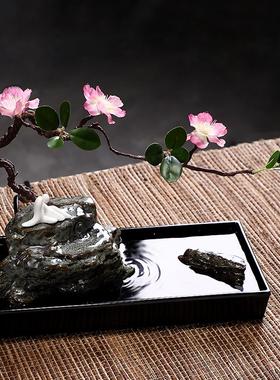 创意流水喷泉摆件客厅办公室桌面风水招财小假山流水器开业送礼品