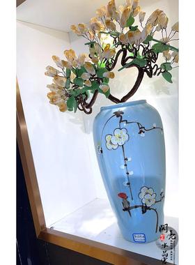 天然紫水晶招财树发财树居家客厅创意装饰品陶瓷摇钱树办公室摆件