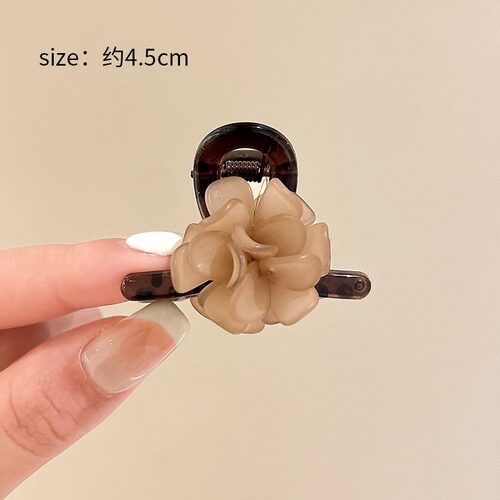 过凡山茶花精致小抓夹半扎发夹女新款夏季披肩发卡短发夹创意礼物 - 图0