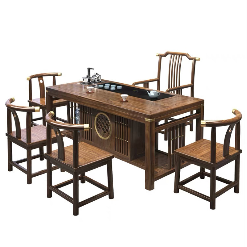 新中式茶桌椅组合现代简约实木茶几套装一体禅意茶道功夫茶台全套 - 图3