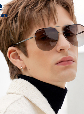 Navigare小帆船飞行员复古墨镜男新款偏光开车茶色蛤蟆镜太阳眼镜