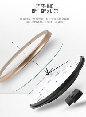 康巴丝静音挂钟时尚挂钟卧室客厅办公现代时钟表简约创意石英金小