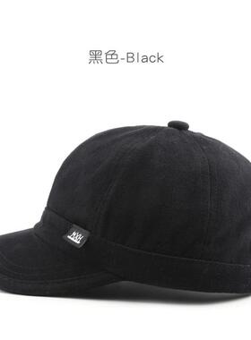 2024新款短帽檐美式复古纯色帽子男潮人情侣软顶舒适亲肤棒球帽子