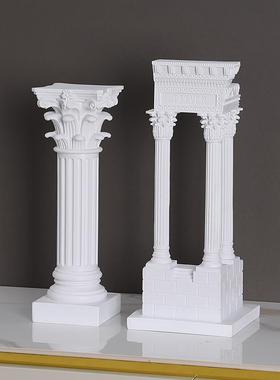 希腊古城建筑模型雕塑神庙废墟树脂装饰品欧式罗马柱摆件摄影道具