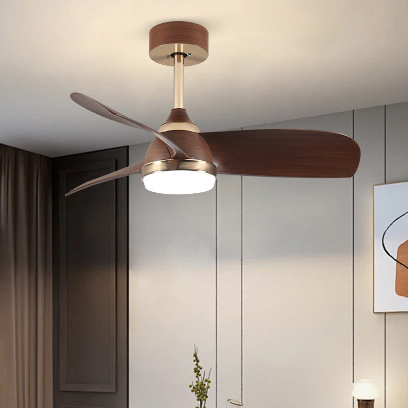 榆艺新款中古风扇灯客厅餐厅电扇灯美式复古静音大风力胡桃木色,淘宝优惠券,粉丝福利购,淘宝优惠卷
