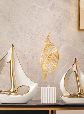 优选一帆风顺帆船酒柜摆件套装轻奢风高档家居客厅电视柜办公室装