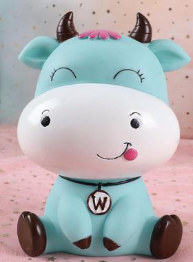 网红可爱卡通萌牛小摆件存钱罐可存可取蛋糕汽车内装饰品儿童礼物