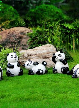 室外花园模拟熊猫玻璃纤维雕塑公园森林景观房屋庭院装饰动物草坪