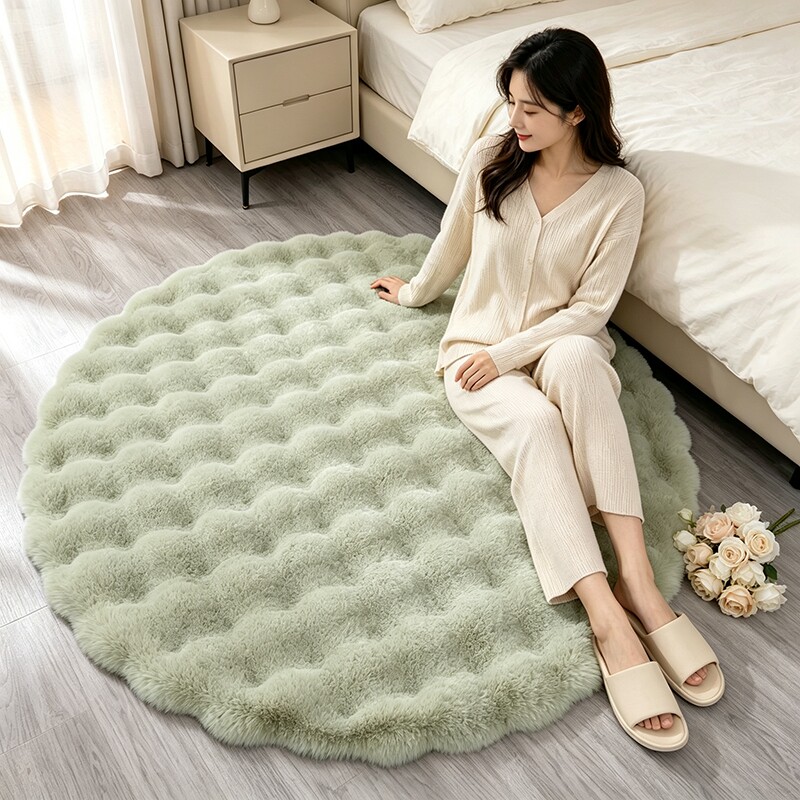 Carpet floor mat round cream Fengke bedside blanket plush