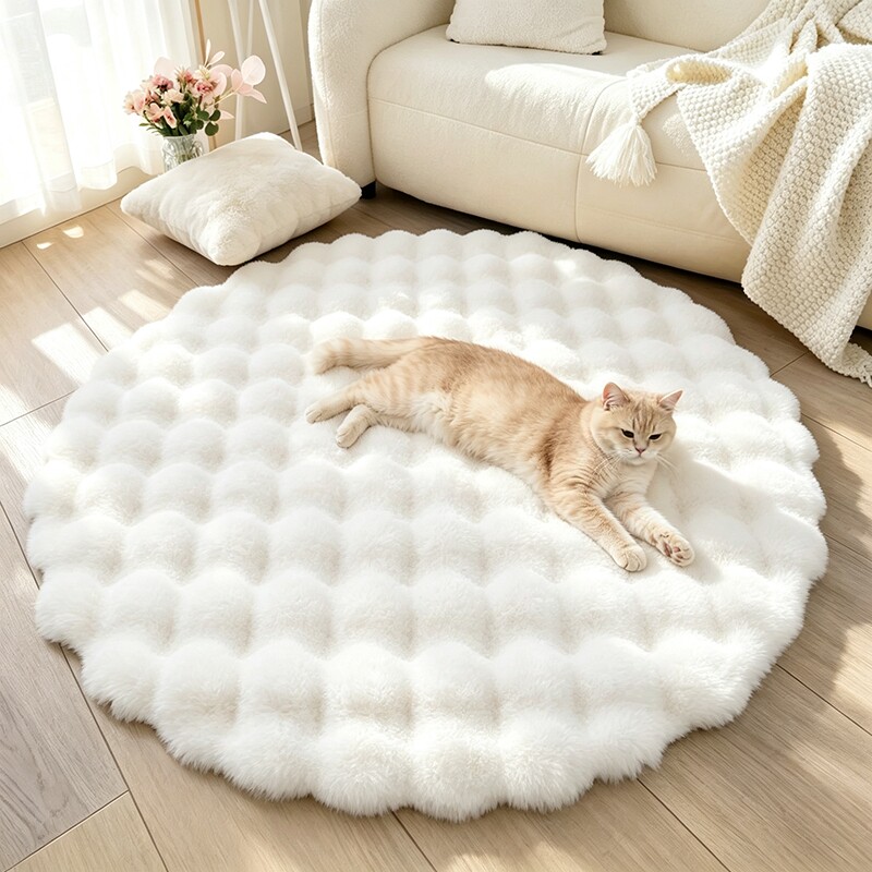 Carpet floor mat round cream Fengke bedside blanket plush