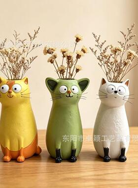 新品热销Quirky Cat Vase 创意古怪小猫花家居桌面装饰插花摆件