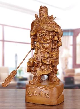 实木雕关公像供奉神像家用招财武财神关公摆件关二爷关羽镇宅财神
