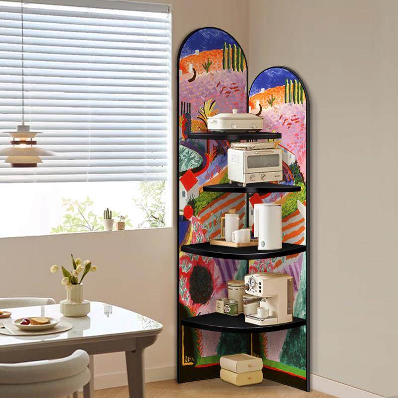 客厅落地转角装饰摆件柜画色彩艺术多层置物架书柜夹缝墙角收纳柜,淘宝优惠券,粉丝福利购,淘宝优惠卷