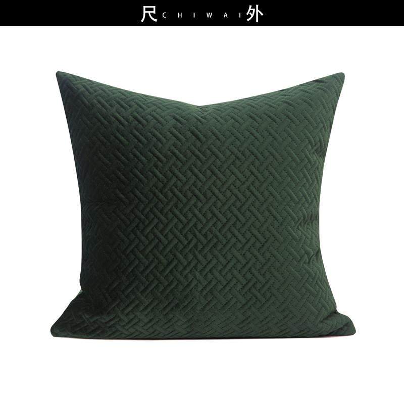 现代简约轻奢高档深绿色衍棉床上抱枕样板间房客厅沙发高档靠垫套,淘宝优惠券,粉丝福利购,淘宝优惠卷