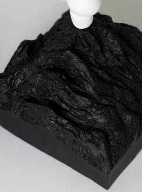 现代抽象艺术火山雕塑摆件玄关酒柜样板房间家具售楼软装饰品配饰