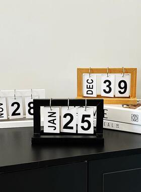 2025年万年历木质翻页挂牌日历玄关桌面复古办公台历装饰小摆件