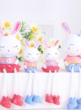 可爱米菲兔子吊脚娃娃 创意田园家居装饰品隔板客厅电视柜小摆件