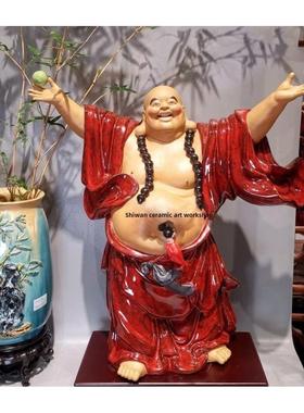 石湾陶娃娃手工家居饰品门客厅会所禅宗装饰弥勒大肚佛