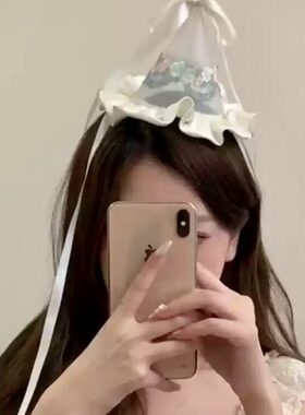 甜心派对~生日帽发夹蕾丝法式复