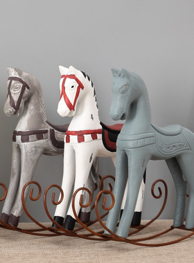 优选不倒翁木马摆件橱窗陈设工艺品装饰家居用品拍摄道具客厅书房