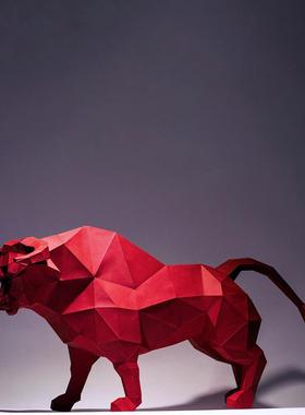 牛年牛气冲天桌面电视柜装饰欧式简约家居摆件饰品纸模