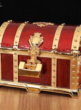 欧式复古带锁百宝箱喜庆首饰收纳盒家居装饰品摆件送闺蜜结婚礼物